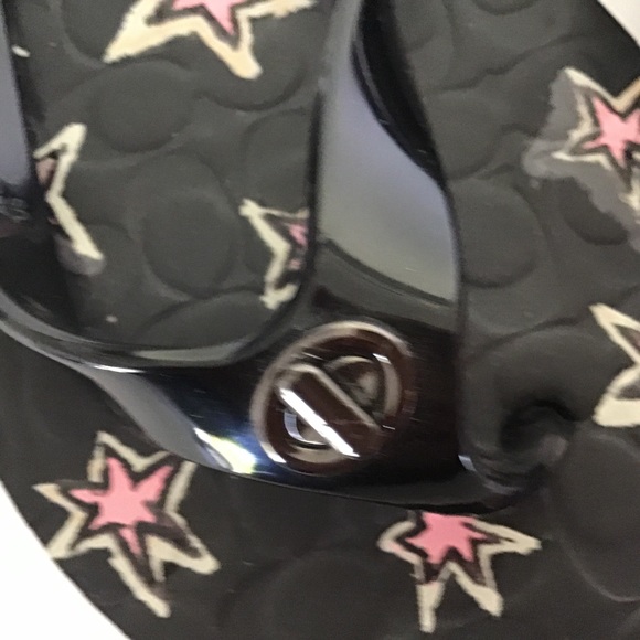 COACH ABBIGAIL BLACK STAR PATTERN FLIP FLOPS 5/6 - Picture 3 of 12